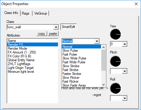 The choices for renderfx values