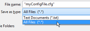 Saving a config file with Notepad