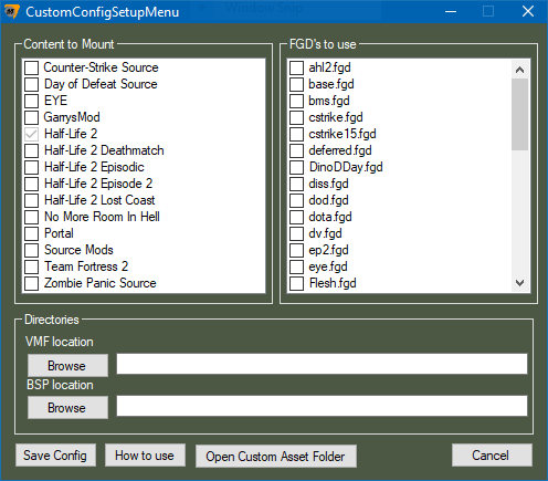 The Custom Config Menu of Source Multi-Tool