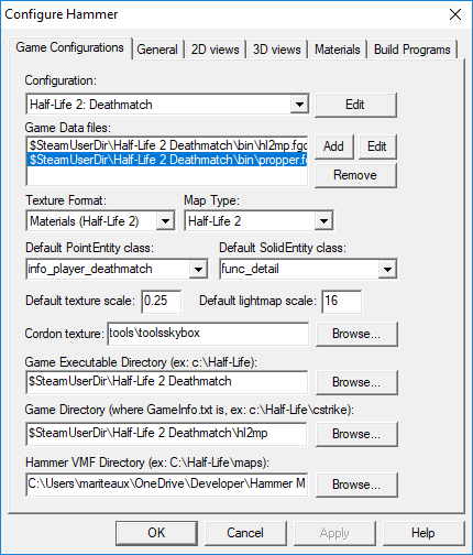 Installing Propper's FGD in a Half-Life 2: Deathmatch game configuration